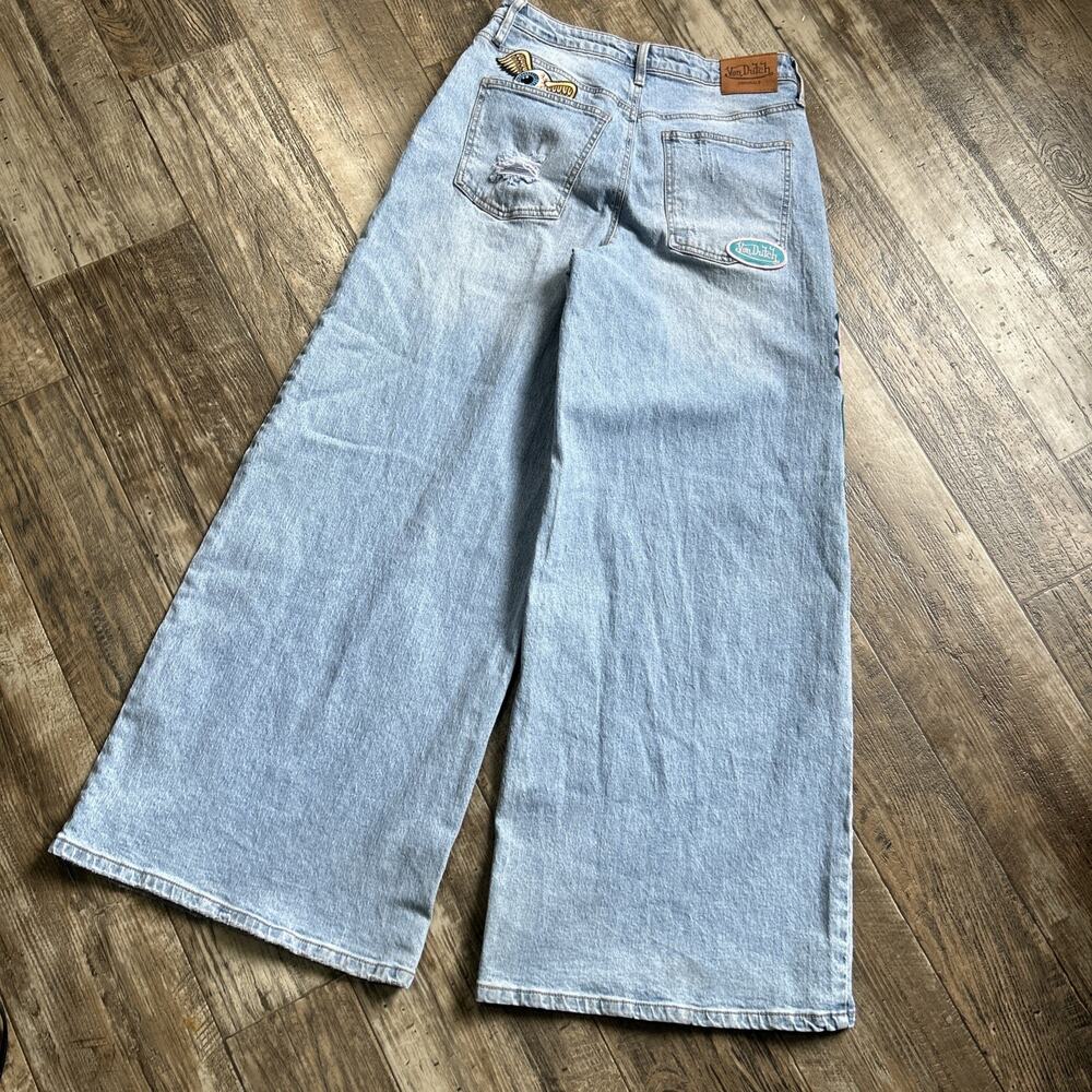 Von Dutch Jeans Wide Leg Logo Size 26 Y2K Extra Baggy - Picture 4 of 9